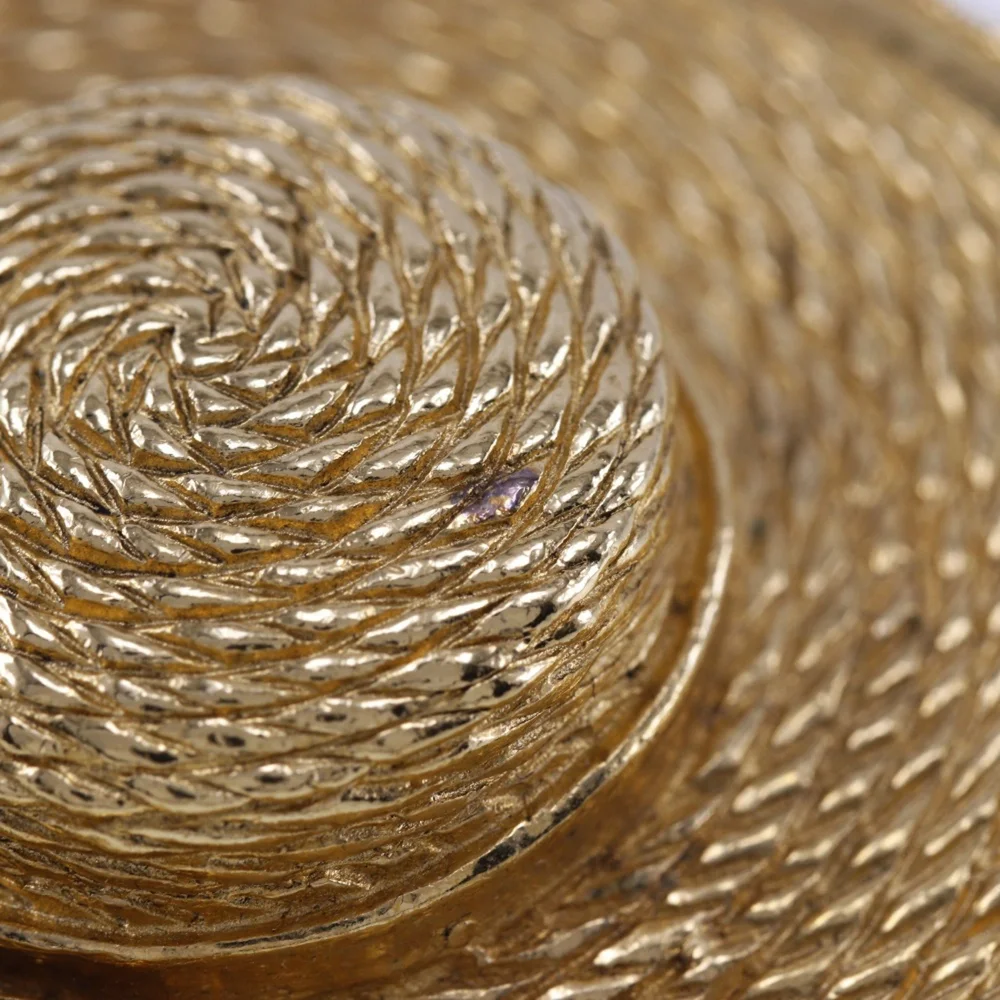 CHANEL Gold Straw Brooch
